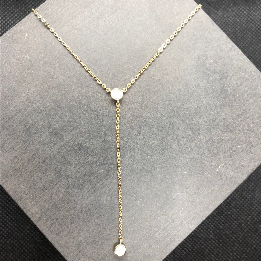 Lover’s Tempo Lariat Necklace Gold/White- Opal